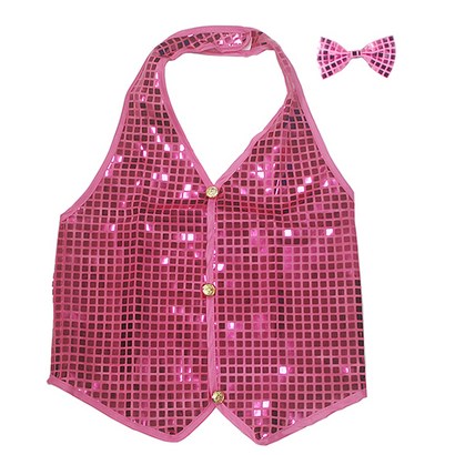 파티로 반짝이조끼 세트 스팽글 아동 성인 행사 트로트 무대 조끼 넥타이포함