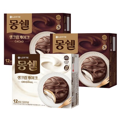 [본사직영] 몽쉘 생크림케이크 오리지널크림 카카오 x3개