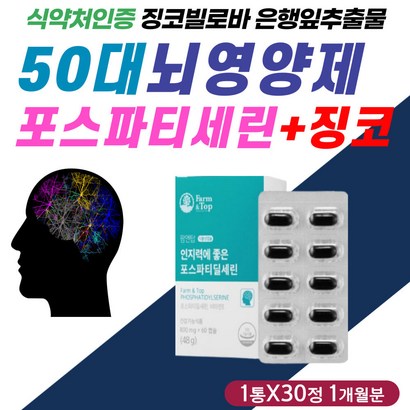 뇌영양제 포스파티딜세린 은행잎 징코 인지질 영양제 50대 60대 중년 여자 기억력 감퇴 개선 혈관 혈류 콜레스테 D HD 식약처인증 혈류 청소 징코빌로바 필수 추천 보충제