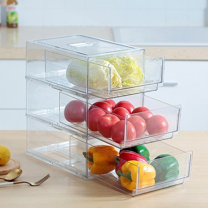 yunri 냉장고 투명 슬라이딩박스 서랍형 수납함 냉장고정리