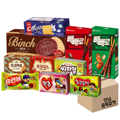 [안녕골목마켓]과자10종_빼빼로빼빼로홈런볼빈츠초코하임쿠크다스칸쵸에이스씨리얼초코송이