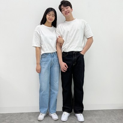 브랜드두 남자 연청바지 흑청바지 커플청바지 와이드팬츠