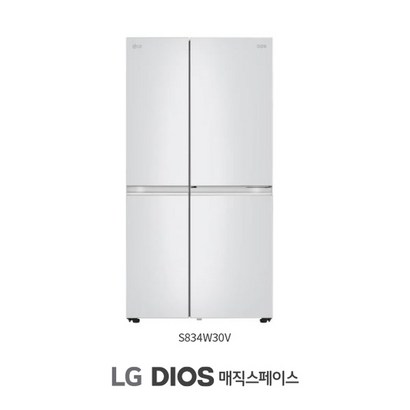 [KT알파쇼핑]LG 디오스 양문형 냉장고 832L 화이트(S834W30V)