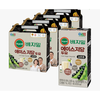 베지밀 무설탕 두유 저당 당뇨식 당뇨 환자 간식 190ml, 64개