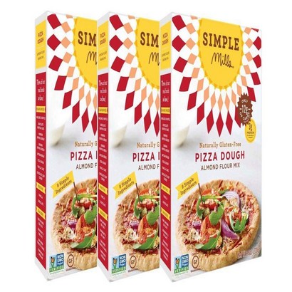 9.8 Ounce (Pack of 3) Pizza Dough Mix Simple Mil 9.8온스(3팩) 피자 도우 믹스 Simple Mills 아몬드 가루 믹스 피자 도, 3개, 277g