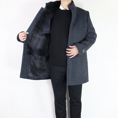 바쏘옴므 22FW 천연모피 하프기장 차이나카라 캐시미어 밍크코트 W4CJ28