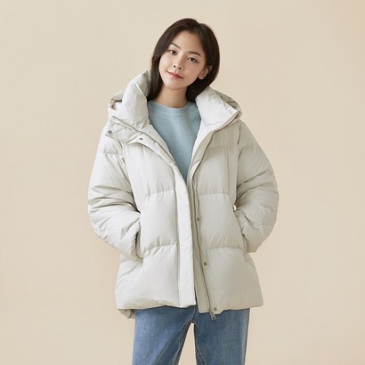 [JAJU/자주] 벨티드 후드 하프 다운 아이보리