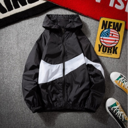 SARA포유 남녀공용 초경량 투톤 후드 바람막이 점퍼