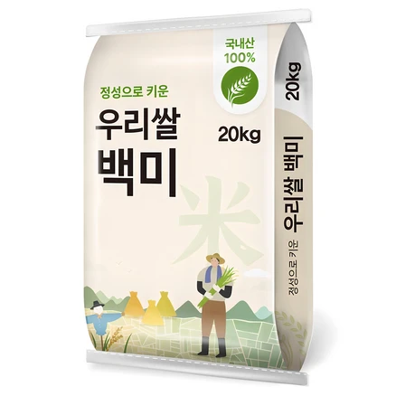 정성으로 키운 2024년산 햅쌀 우리쌀 백미, 20kg, 1개