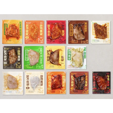 한끼통살 통살 소스 닭가슴살 100g x 14종 세트 (냉동), 14개