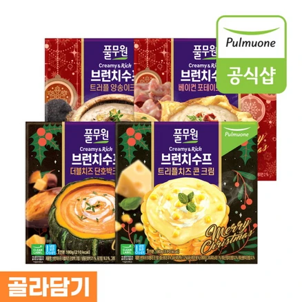 [풀무원] 브런치 수프 4종(단호박 포테이토 양송이 치즈콘) 10봉 골라담기, 1개, 180g