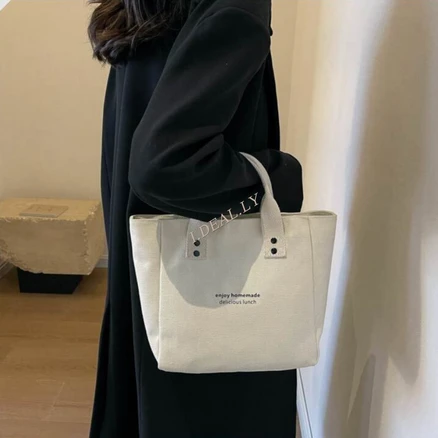 I.DEAL.LY 스타일링 캔버스 미니 에코백 모던 데일리 런치백