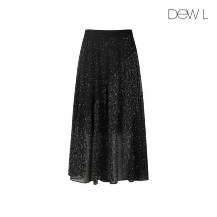 듀엘 쉬폰 배색 스커트 BK_L242PSD0351191078