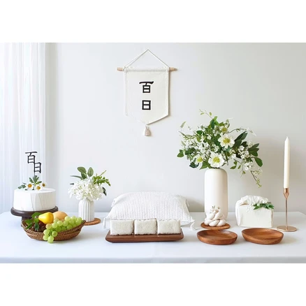 [한복 가채/정자관 모형백설기 이름카드 제작 무료] 셀프 백일상 대여 돌상 100일상 차림, 1개, 나래