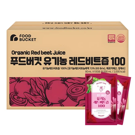 푸드버킷 유기농 레드비트즙 100, 80ml, 100개