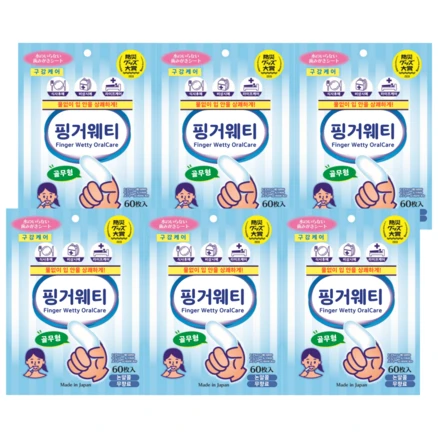혼다양행 핑거티슈 손가락 구강세척 시트, 60매, 6개, 275g
