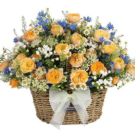 119플라워 (당일배송) 블루&옐로우 ST-A1755 꽃바구니 전국꽃배달 생일 기념일 꽃선물 생화 꽃배달, 1개