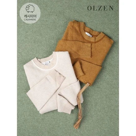 올젠 캐주얼 투톤 캐시미어 라운드 니트 ZOC4ER1302 _P372650347 마감임박!!!