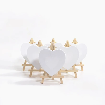 star starred 화이트 캔버스 우드 이젤 세트 6개 밸류팩, 10cm X 10cm 하트