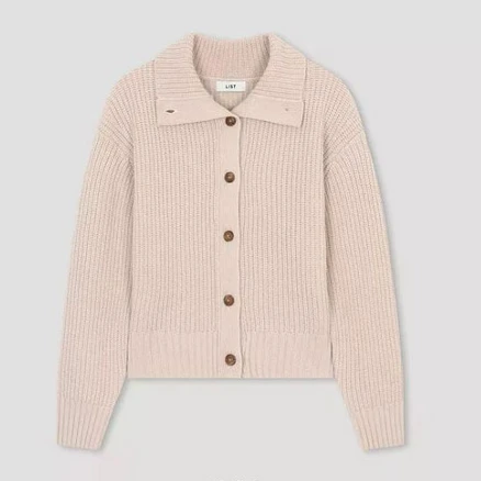 [ 리스트 ] 23W 하이넥 골지 칼라 버튼 포인트 가디건 TSKCDN80010