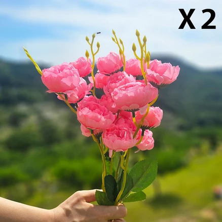 오브꽃스 성묘조화 둥근 작약가지 다발, 2개, 03.진핑크