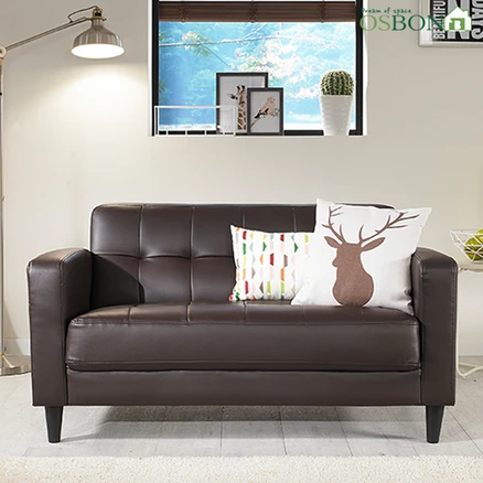 오스본가구 모던 심플 엘르 2인 인조가죽소파, 초코