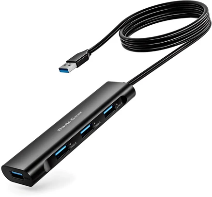 베이직기어 4포트 무전원 멀티포트 USB 3.0 허브, 블랙, 1개