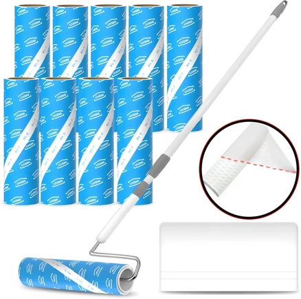 리벤스 사선컷팅 스탠드형 테이프크리너 본품 + 거치대 + 밀대봉 + 리필 10p 세트, 1세트