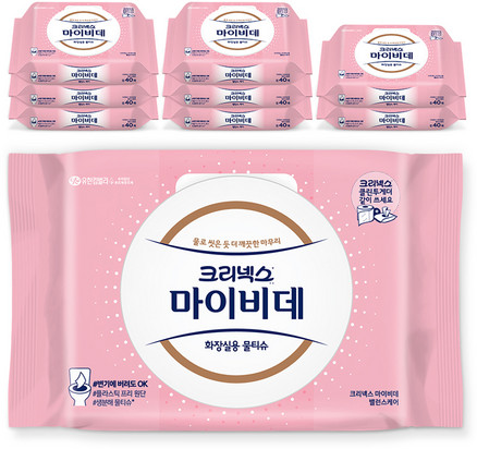 마이비데 크리넥스 밸런스케어 물티슈 캡형, 88g, 40매입, 9개