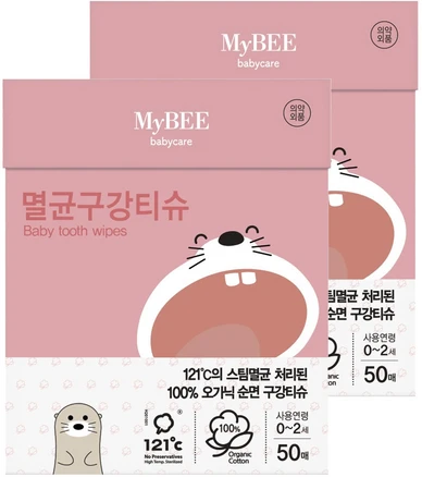 마이비 멸균 아기 구강티슈 50p, 414g, 2개