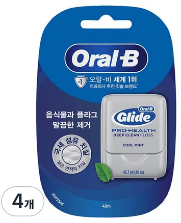 오랄비 글라이드 딥클린 치실, 40m, 1개입, 4개