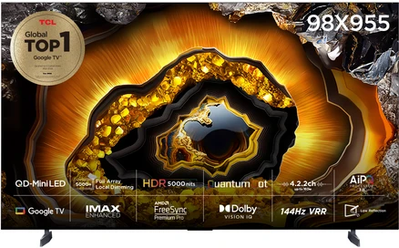 TCL 4K UHD QD Mini LED 스마트 TV, 248cm(98인치), 98X955, 스탠드형, 방문설치