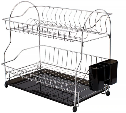 코멧 키친 스테인레스 식기건조대 2단, 블랙