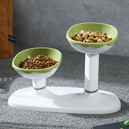 난펫 반려동물 높이조절 2구 식기, 그린, 1개