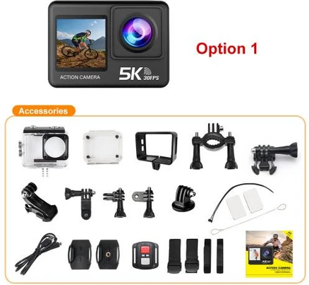 액션캠프로 액션 카메라 5K 4K60FPS EIS Wi-Fi 듀얼 스크린 170D 2.0 인치 터치 30M 방수 스포츠 카메라원격 제어 포함, NO Microphone, 2) NO Microphone - 32GB Card