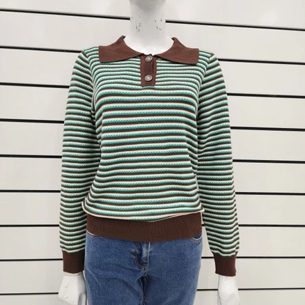 베스띠벨리 버튼카라넥 배색 트리밍 니트 BHUCI2953199315