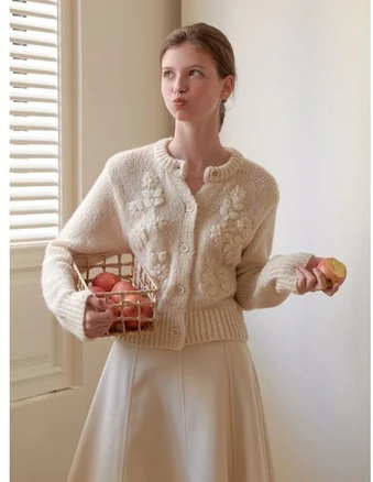 리엘 Marshmallow knit cardigan (beige)
