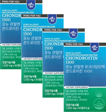 포뉴 관절엔 뮤코다당단백 NC 콘드로이친 카제로템 1500 1050mg X 60정 X 4박스 뮤코다당 관절