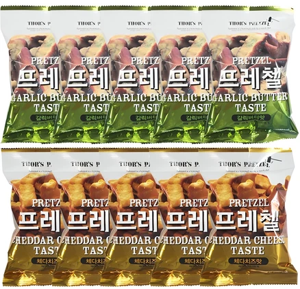 [파란푸드] 프레첼 갈릭버터맛5봉+체다치즈맛5봉, 85g, 10개