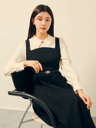 JJ지고트GPAM0OP911 배색 뷔스티에 플레어 원피스 마감임박!!!