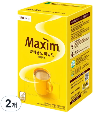 맥심 모카골드 마일드 커피믹스, 12g, 160개입, 2개