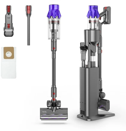 [2025년형] Teendow LDC 디스플레이 500W BLDC 무선청소기+먼지 비움 충전 스테이션 V11 STRONG MAX, 퍼플