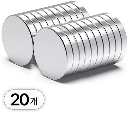 투데이리빙 20개입 세트 초강력 네오디움 자석 원형 3mm 두께 작업용 가정용 산업용 공구 붙이는 강력 부착식 마그네틱, R98327A(지름 20mm x 두께 3mm, 20개, 실버