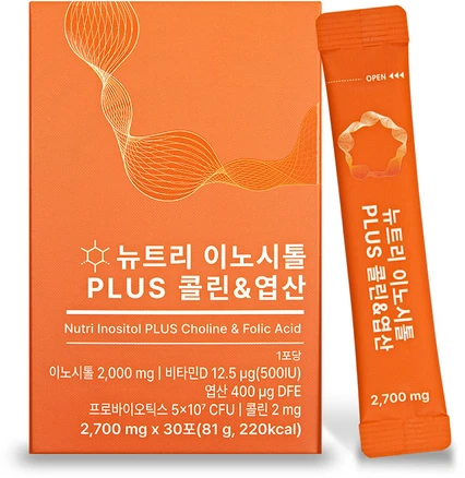 뉴트리 이노시톨 PLUS 콜린&엽산 2700mg X 81g(30포) 미오이노시톨, 1개, 30회분