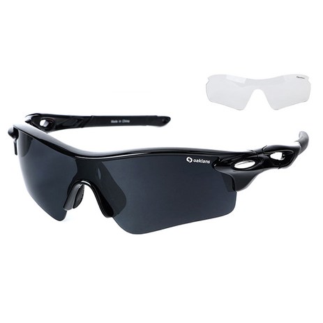 오클렌즈 스포츠 선글라스 프레임 + 편광 + 변색 렌즈 세트 Q210, 프레임(블랙), 편광렌즈(스모그)-추천-상품