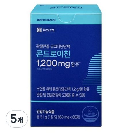 종근당건강 관절연골 뮤코다당단백 콘드로이친 1200mg, 60정, 5개-추천-상품