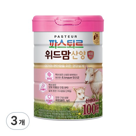 파스퇴르 위드맘 산양 100일 제왕 분유, 750g, 3개-추천-상품