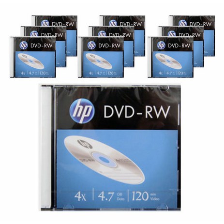 HP 4.7GB 4x 슬림 케이스 공디스크 DVD-RW 10p-추천-상품