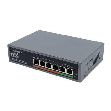넥시 4 + 2 포트 POE 스위치허브 65W, NX-POE604EX20-추천-상품