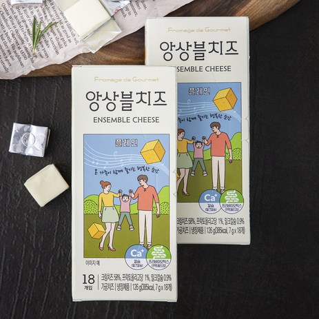 FromagedeGourmet 앙상블 치즈 플레인 18개입, 126g, 2개-추천-상품